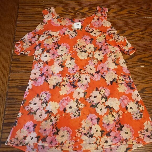 CAbi lush floral cold shoulder blouse sz small - Picture 2 of 5